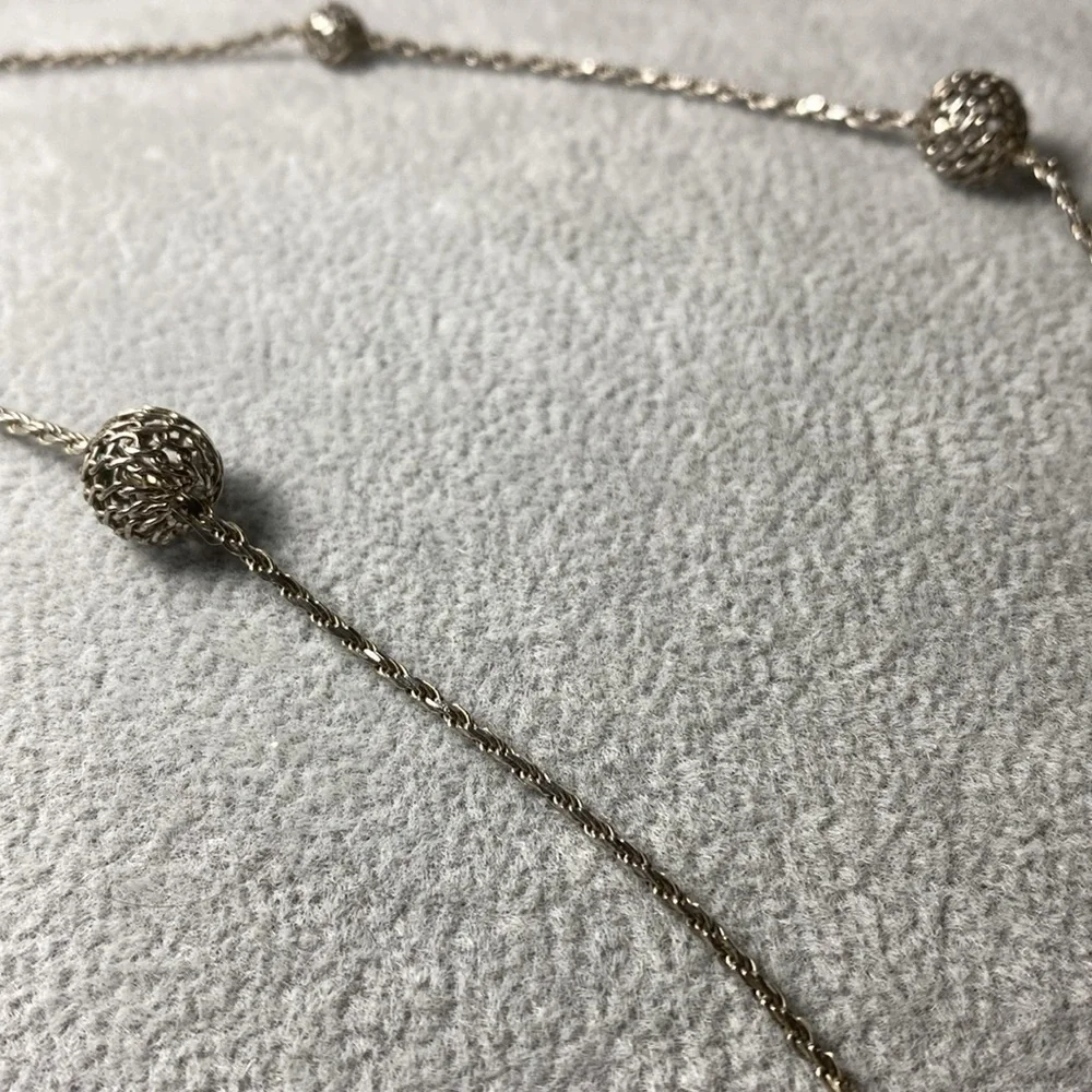 Sterling Silver Italian Woven Ball Chain Necklace 17” 925